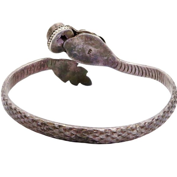 Vintage Sterling Silver Amethyst Snake Serpent Dragon Bangle/Cuff Style Bracelet - Picture 11 of 11